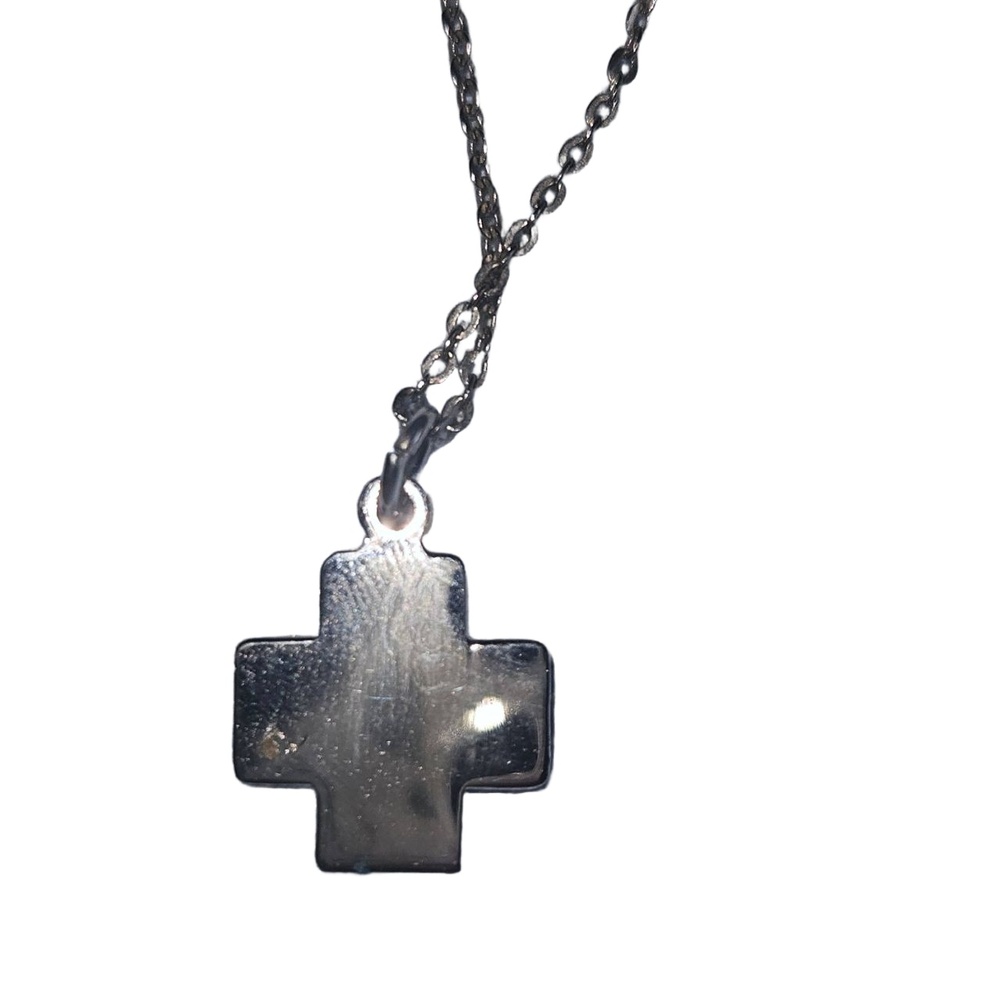 Cross Pendant Lotus Flower Necklace 18 Inches Delicate Chain Spiritual Faith - Picture 5 of 8